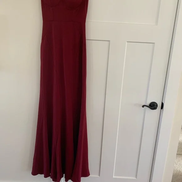 Lulus Infinity Burgundy Strapless Dress - Picture 3 of 6